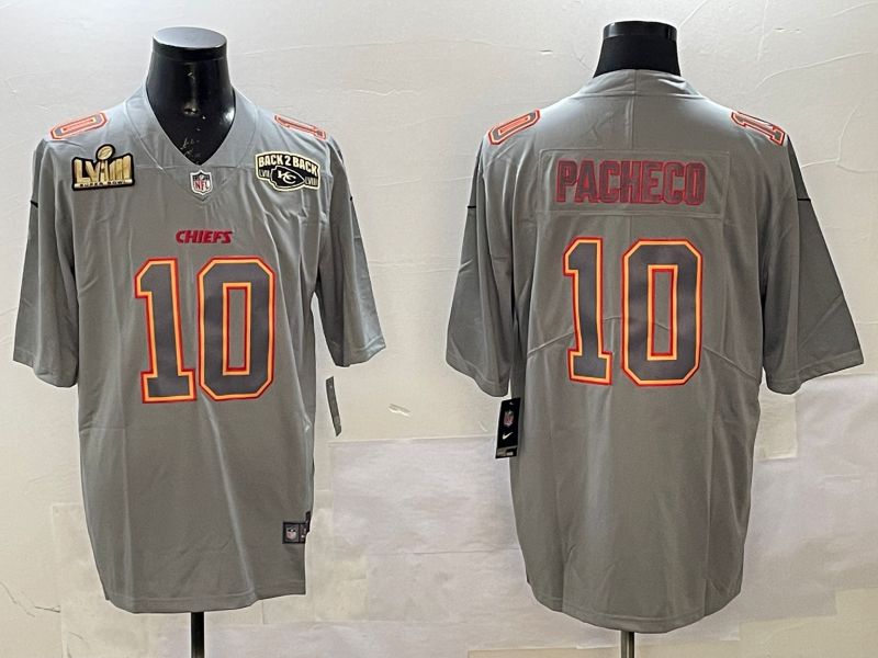 Men Kansas City Chiefs 10 Pacheco Grey 2025 Nike Vapor Limited NFL Jersey style 2105